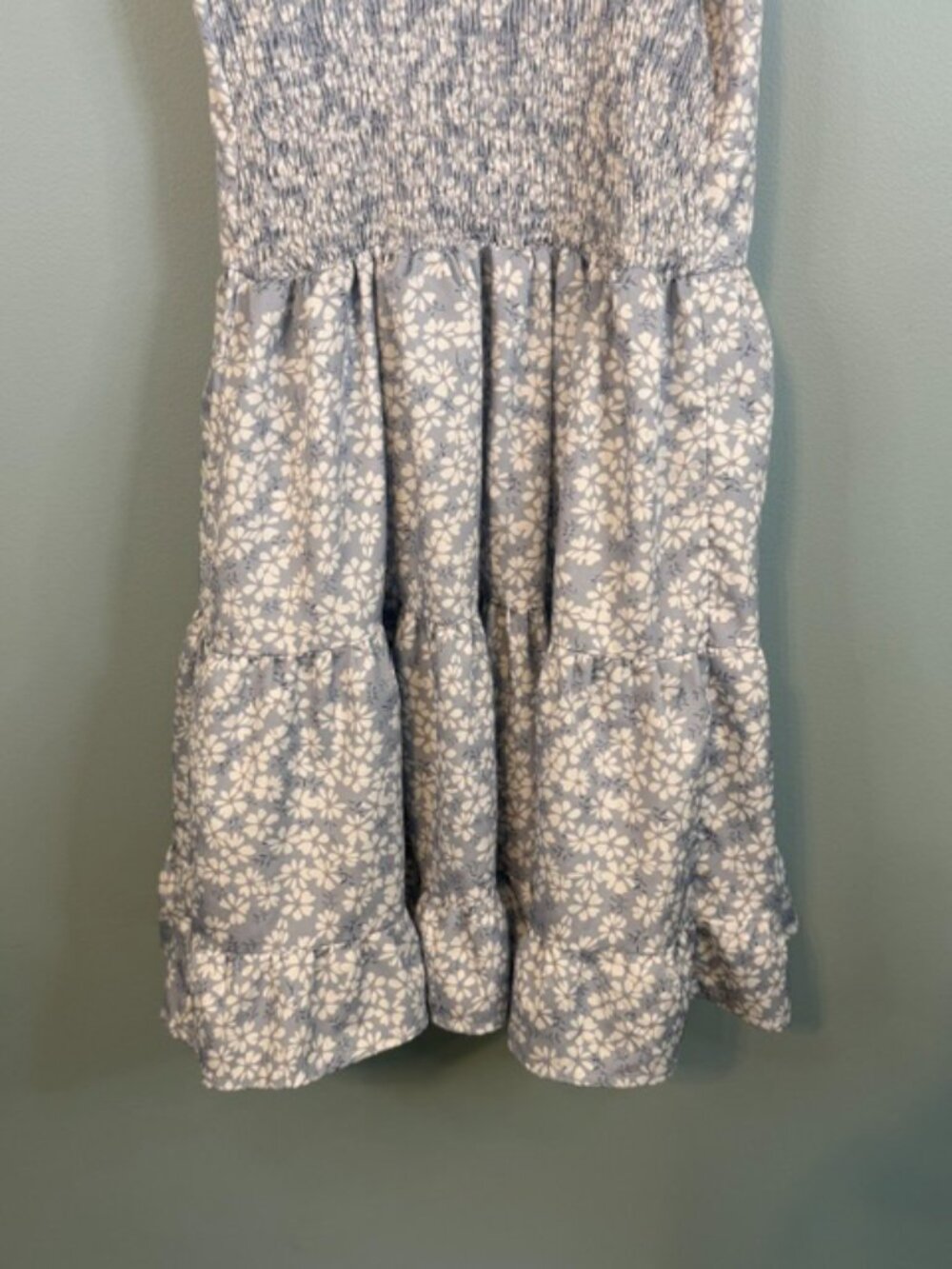SHEIN Floral Ditsy Ruffle Tiered Cami Dress Blue White Sz SP - Picture 5 of 13